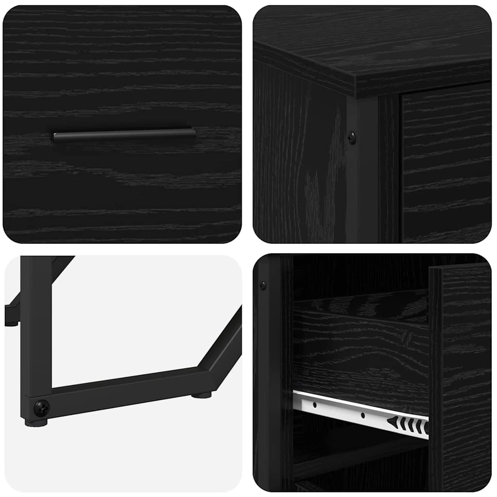 Sideboard Black Oak Finish 97 x 32.5 x 74.5 cm
