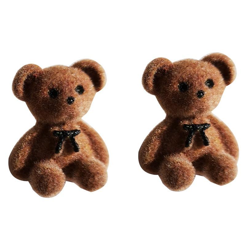 Boucles d'oreilles à tige en forme de lapin en peluche pour femmes, nouveau design, mignon, mode coréenne, marron, animal, ours, bijoux, cadeau de fête pour filles