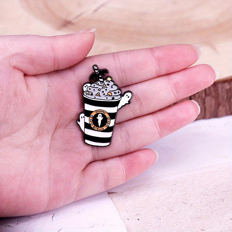 Ghost Latte Enamel Pin Cute Cartoon Halloween Accessory for Clothing Bags Badge