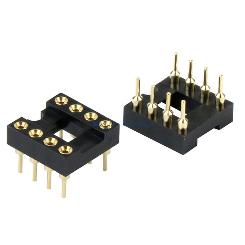 High Performances DIP8 IC Test Socket With Gold-Plated Round Hole 8pin Ic Socket For LM358, TL072 8pin Chip Components