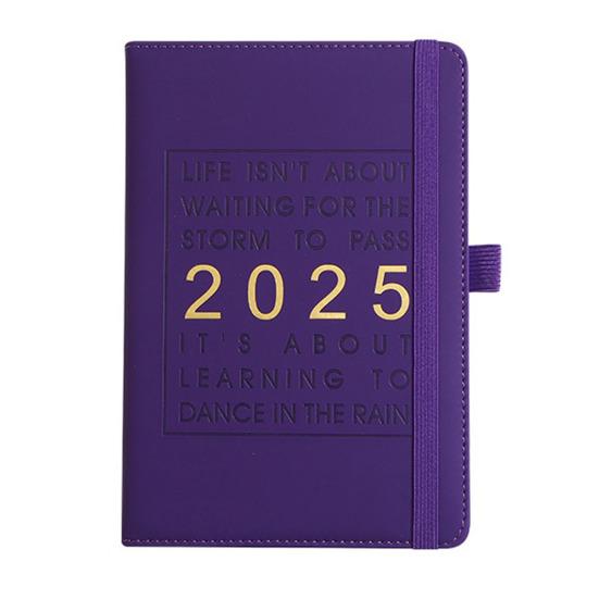 2025 Planner Notebook Weekly Monthly Faux Leather Hardcover Inspirational Quotes Monthly Overview Daily Blocks Elastic