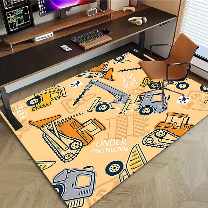 1PC construction vehicles Non-Slip Floor carpet, Office, family, bedroom, Studio - Large Area Rug, Vibrant Colors, Longlasting Material-X402