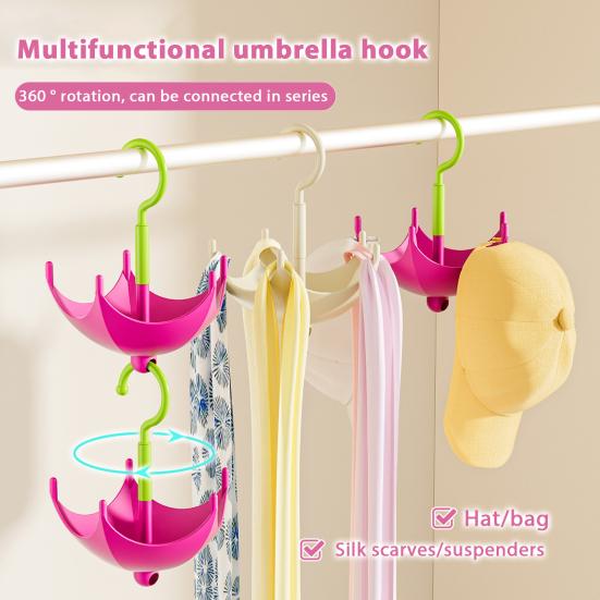 Rotating Closet Hanger Umbrella Design 5 Hangers Scarf Belt Organizer Wardrobe Hat Hanger for Clothes Towels Bras Gloves Bags