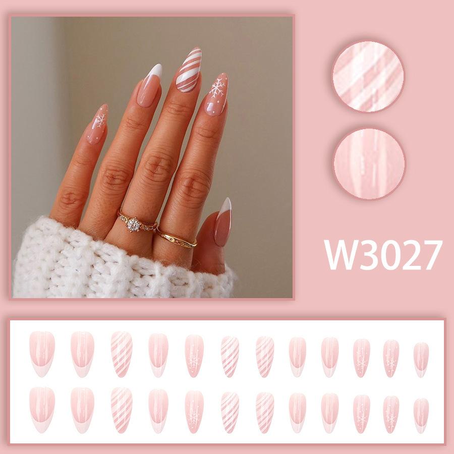 Winter Sweet Cartoon Christmas Wearing Nails Snowflake Santa Claus Nail Art Fake Nail Patch Christmas Collection