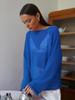 "2025 Spring/Summer Women's Sheer Knit Sweater: European and American Style, Trumpet Sleeves, Round Neck"