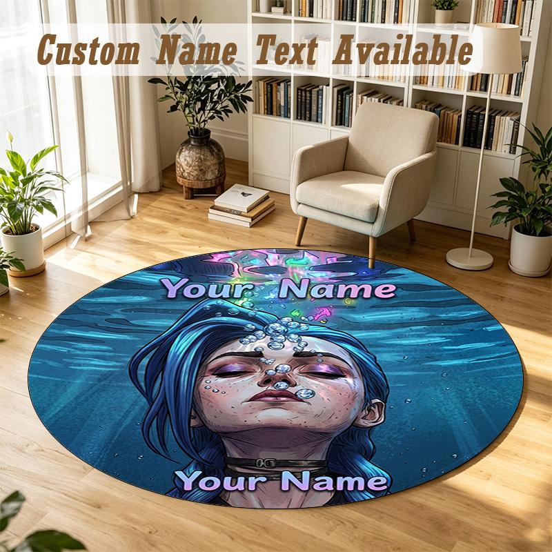 Arcane Personalized Round Rug Support Custom Name, Soft Home Decor Mat