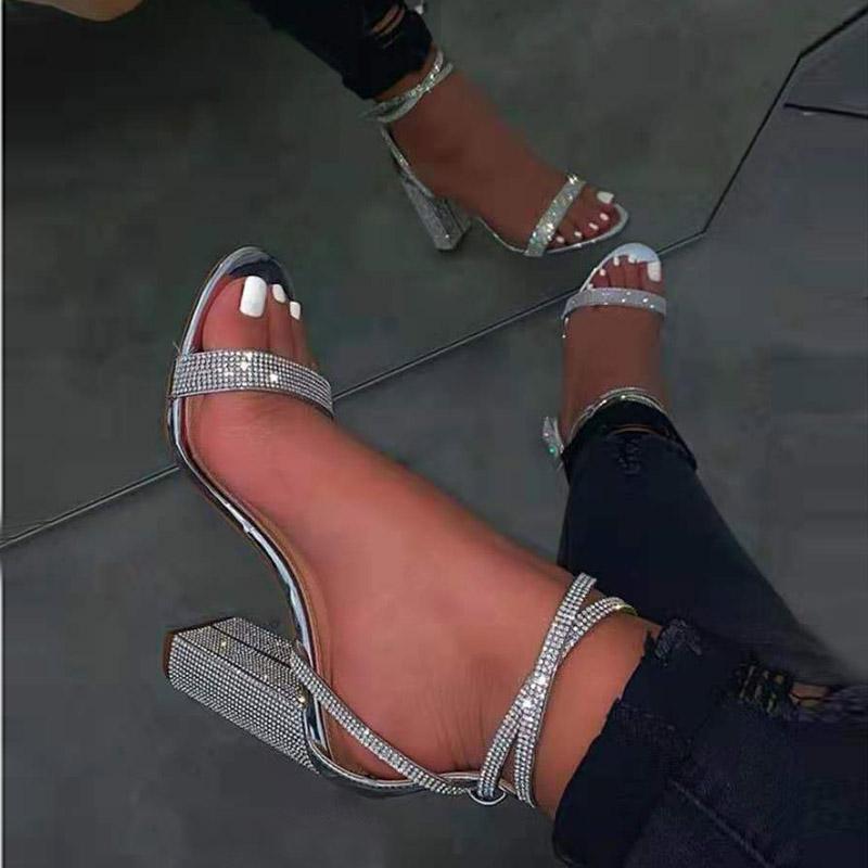 

Сексуальные женские босоножки на высоком каблуке, летняя обувь со сверкающими стразами для вечеринки, элегантные женские туфли-лодочки для выпускного вечера, большой размер WSH4602 42