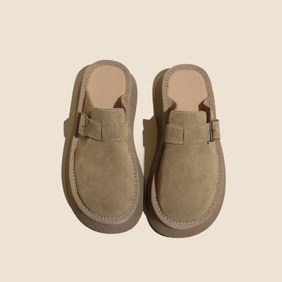 Lazy Shoes Women's Velvet 2024 New Retro Slippers Wearing Thick Sole Baotou Women's Shoes Outside