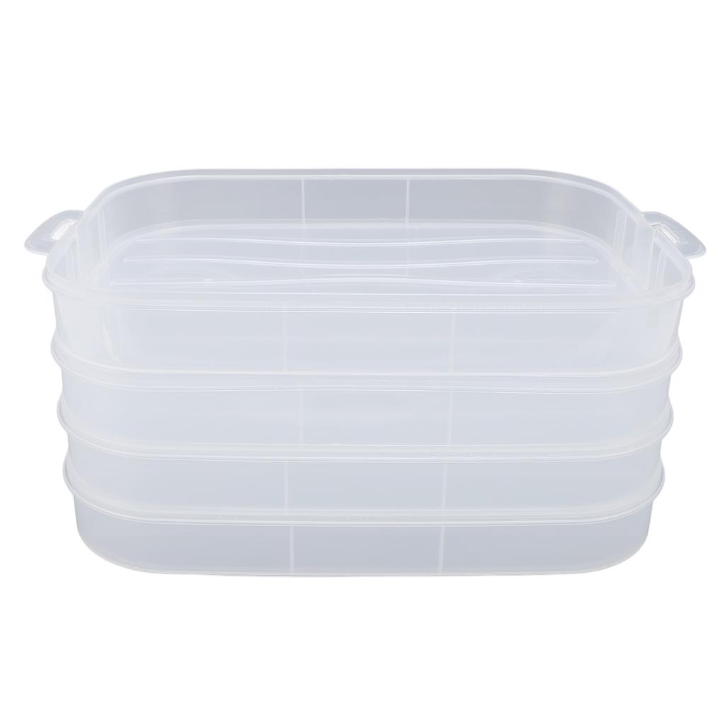 4 Layer Dumpling Storage Box with Lid Double Buckle Sealing Stackable Food Container for Kitchen Ref