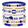 Game Day Bracelets Stackable Sports Football Charm Bracelets Elasticated Football Themed Bracelets Set for Football Fans Boho Summer Beach Jewelry