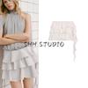 Summer New Product Women's Clothes Casual Style Metal Color Line Asymmetric Laminated Decoration Mini Skirt 2180409