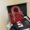Bag, female texture rhombus embroidered thread handbag, Korean version spring and summer niche ins high value single shoulder messenger bag
