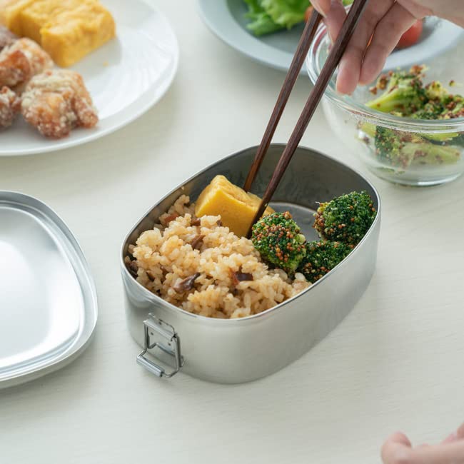 Aoyoshi ZEBRA Bento Nerezový do myčky 061899 Krabička, 15 cm, Ocel, Cca. 620ml, Bezpečný, Oválný,