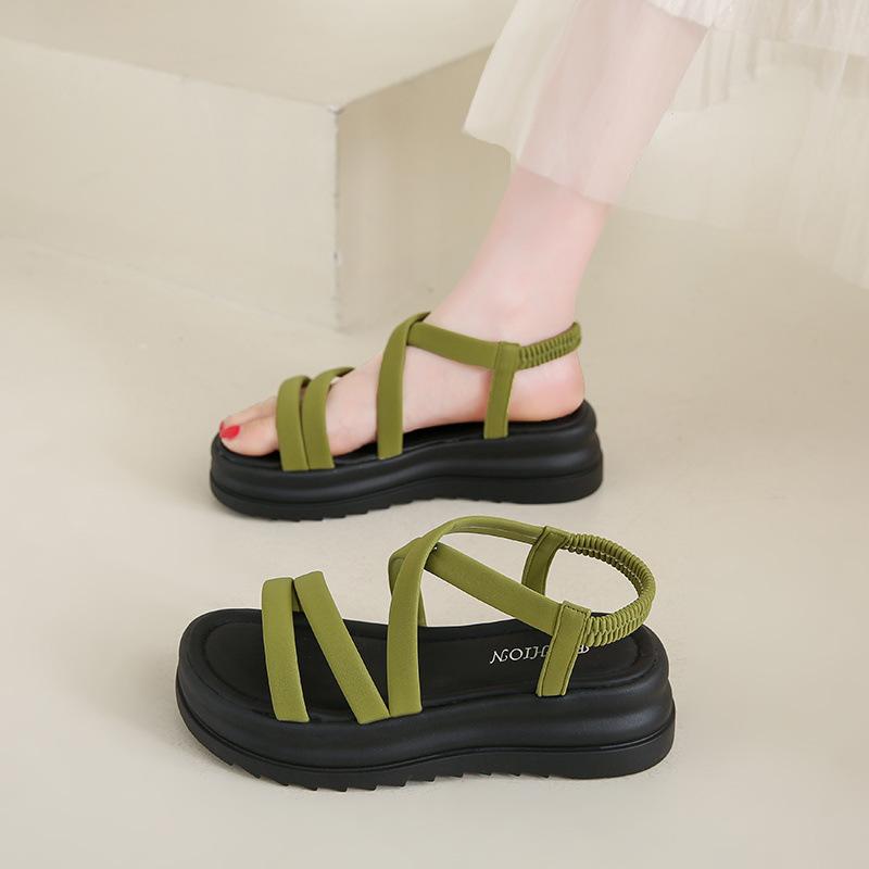 

Not tired feet, soft shoes, new summer small man height increase platform sandals women s muffin shoes women 34 зелений