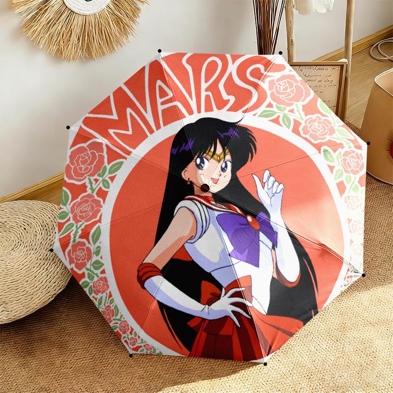 Japanese style Cute cartoon theme Sailor Moon Tsukino Usagi cartoon Umbrella Portable Home Essential Travel Outdoor Iron Multi functional Umbrella B11