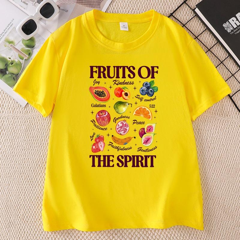 Boho Christian T Shirt Fruits of The Spirit TShirt Casual Cotton Short Sleeve Retro Jesus Apparel Floral Graphic Tshirt
