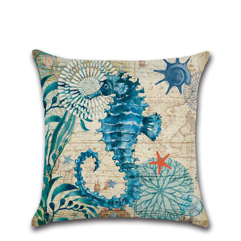 Vintage Collection Ocean Thicken Plush Pillowcase Whale Seahorse Octopus Turtle