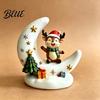 Glowing Desktop Decorations Christmas Moon Night Light with Santa Claus, Resin Decoration Warm LED Home Decor Glow, Holiday Tabletop Ornament for Desk