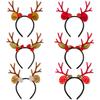 Brown Adorable Reindeer Antlers Headband With Red Pom Poms For Christmas Parties
