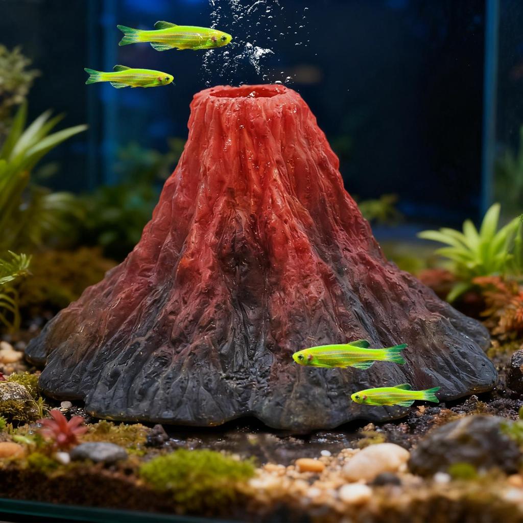 Aquarium Volcano Decor Realistic Resin Ornament 3D Mountain Landscape For Fish Tank, Betta Gold fish Shrimp