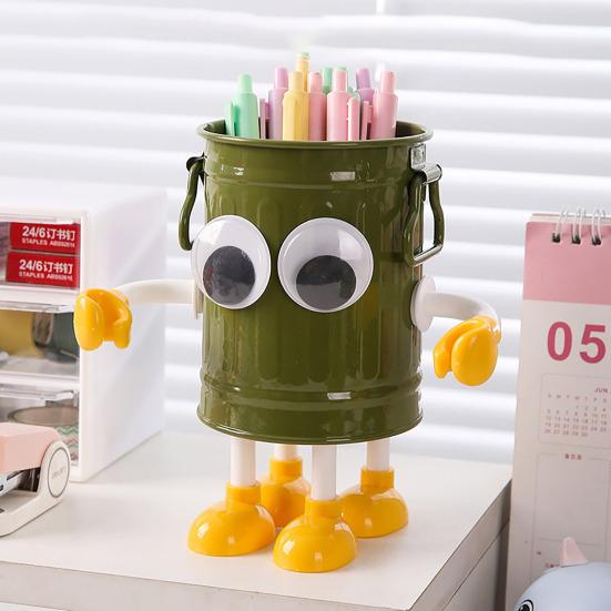 Pen Holder Stand for 20 Pens Cartoon Big Eyes Design Large Caliber Round Workmanship Pen Caddy Pen Storage Rack