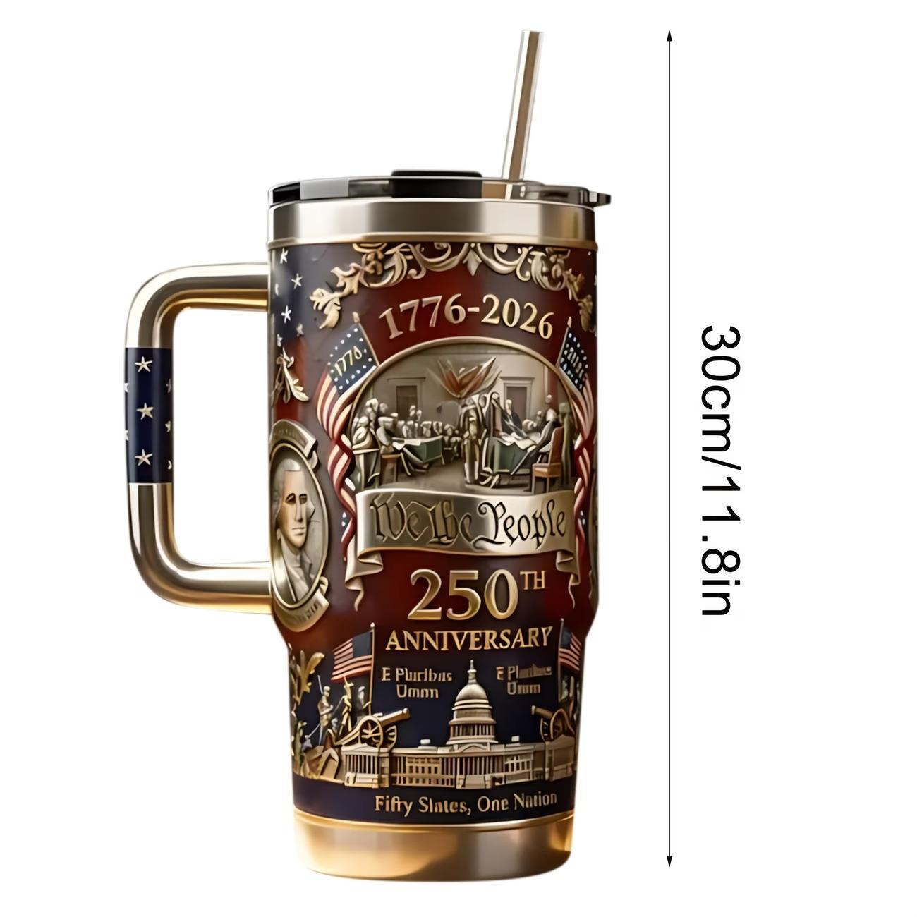 

2026 Stainless Steel Insulated Tumbler, Celebrate the 250th Anniversary of the 1776 American Flag, Double Wall Vacuum Travel Mug as show