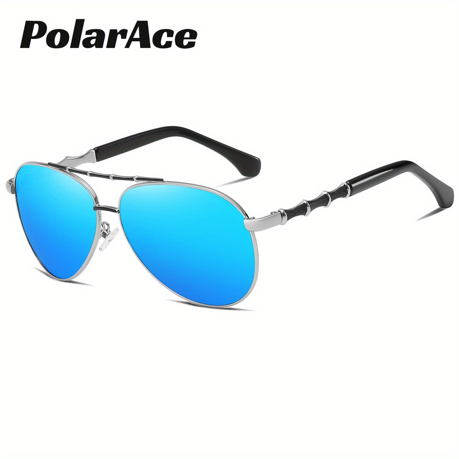 

PolarAce Мужские и женские поляризационные солнцезащитные очки из сплава в овальной оправе синий/серебряный