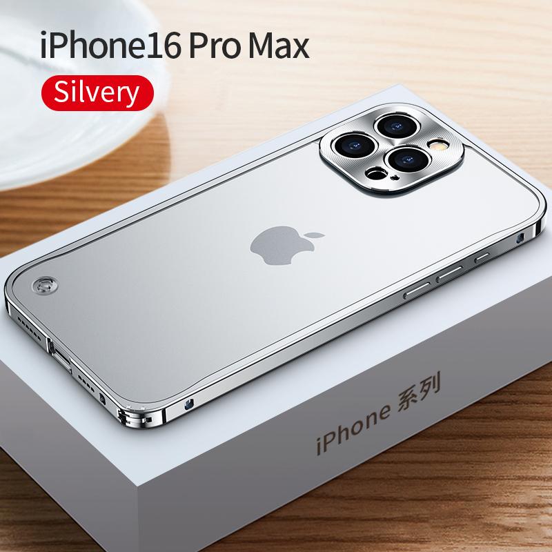 Coque de téléphone à cadre métallique Pour iPhone 17 11 12 13 14 15 16 Pro Max Alliage d'aluminium Protection Complète de l'Objectif Coque Arrière Métallique Plaqué Pour iPhone 13 mini