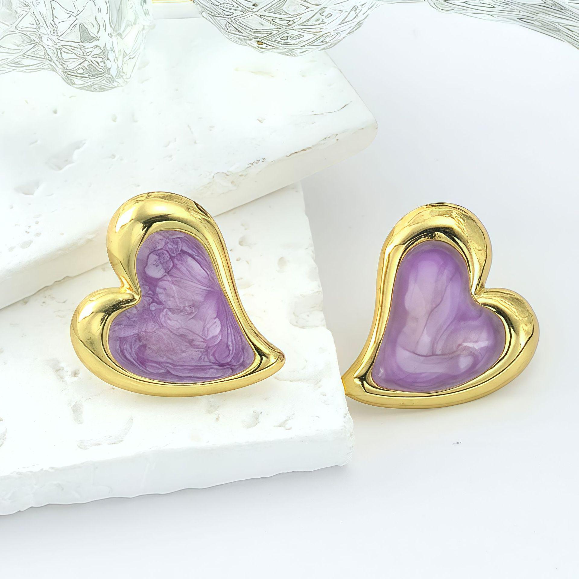 Летние серьги-гвоздики в корейском стиле в форме сердца - Нержавеющая сталь, Простой и креативный дизайн, Модные женские украшения