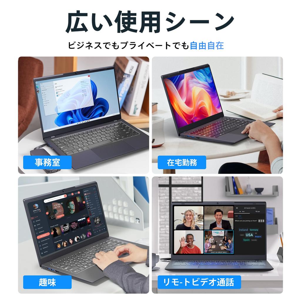 WEY Laptop with 8GB 256GB Windows 11 Office Lightweight and Slim Intel N4000 FHD IPS LCD Viewing Japanese Keyboard with Numeric Ideal for and Zoom