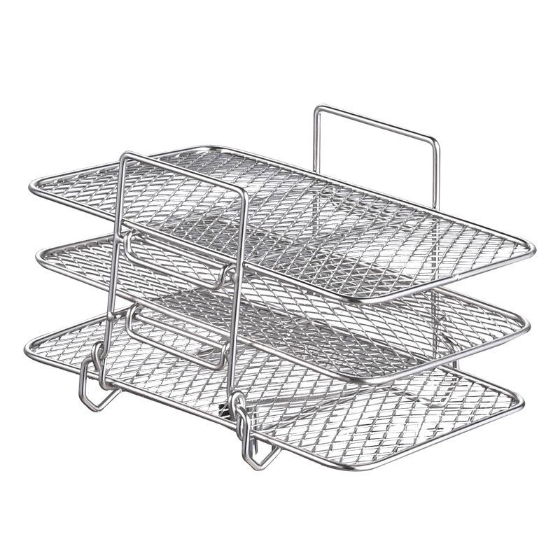 304 Stainless Steel Square Drying Steaming Rack Three-Tier Grill Fruit Vegetable Dehydrator Detachable Air Fryer Accessory