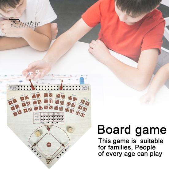 1 Set Baseball-Würfelspielbrett, hölzernes Desktop-Baseball-Spielbrett mit Würfeln, Baseball-Würfelspielset für Home-Party-Spieleabende und Reisen