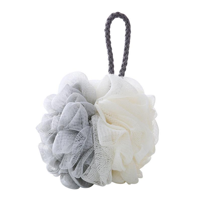 Two-Tone Shower Ball with Lanyard: Soft, Thickened Bath Flower for Rich Lather and Back Scrubbing.