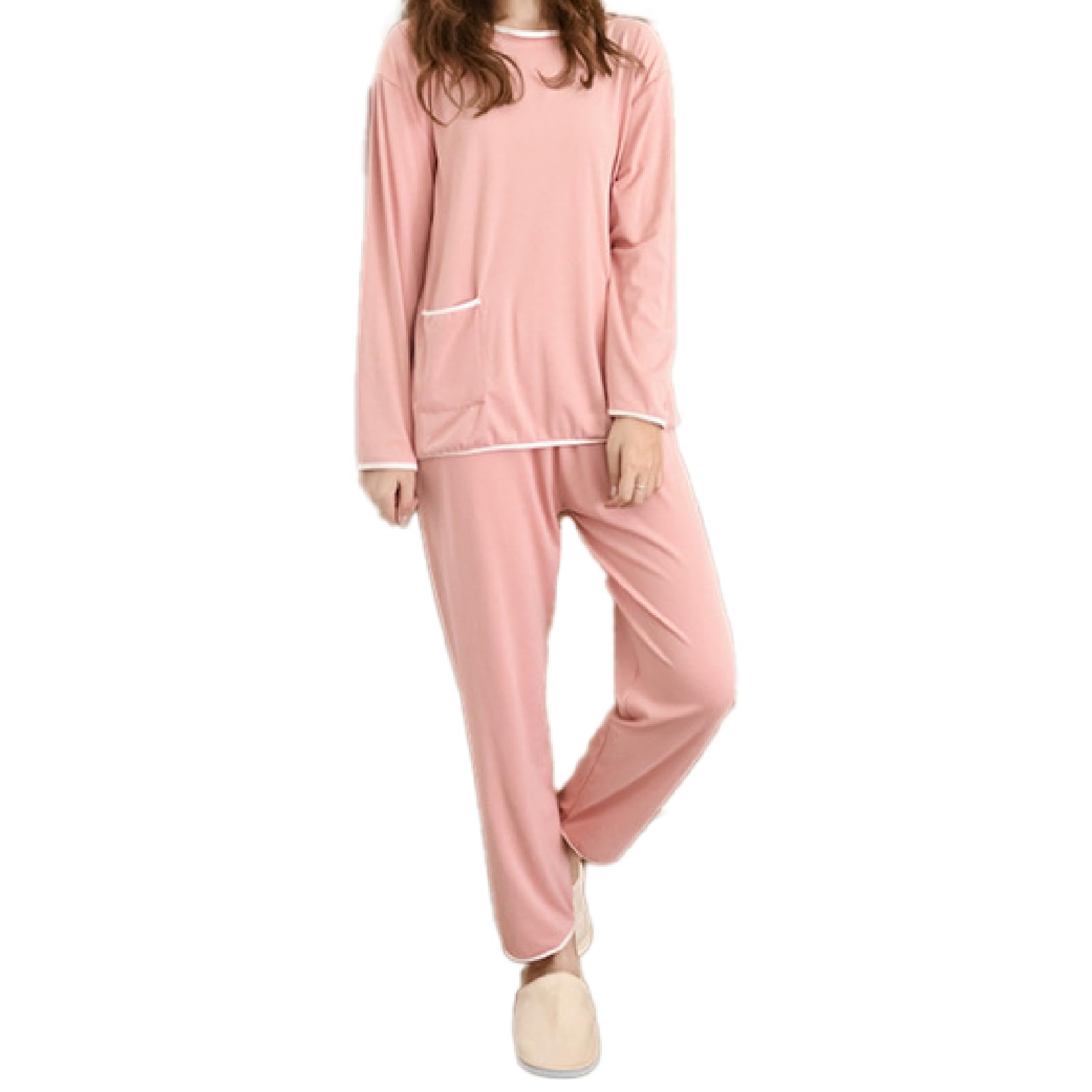 

Gdnelhuonox Pajama Loose Long Loose Solid Pullover Perfect for and Fall Women s Set, Loungewear, Sleepwear, Soft, Fit, Sleeves, Cute, Fit, Color,