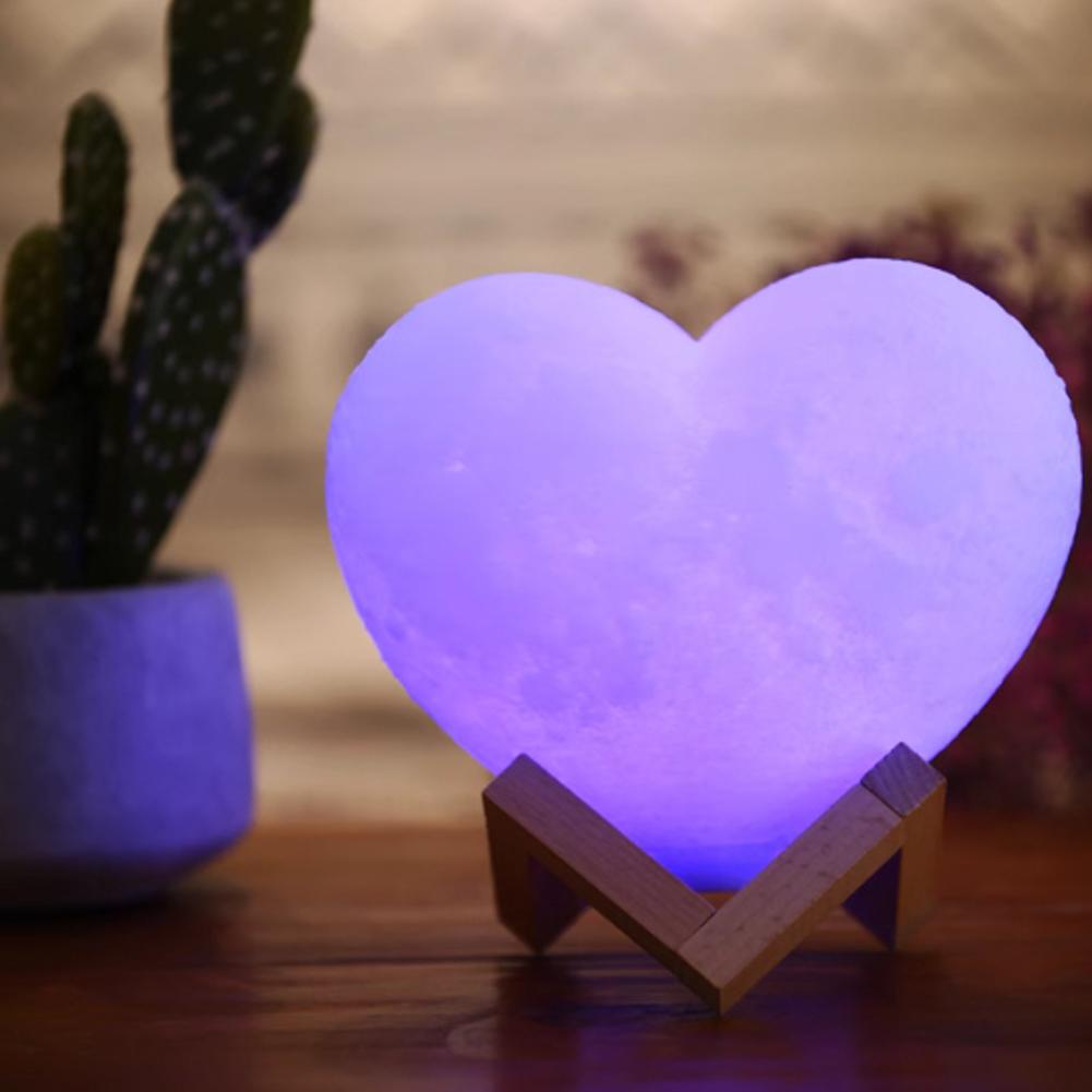 Heart Shaped Night Light Vinyl Lamp Touch Control 16 Color Changing LED Mood Light Remote Creative Home Bedroom Decor Gift