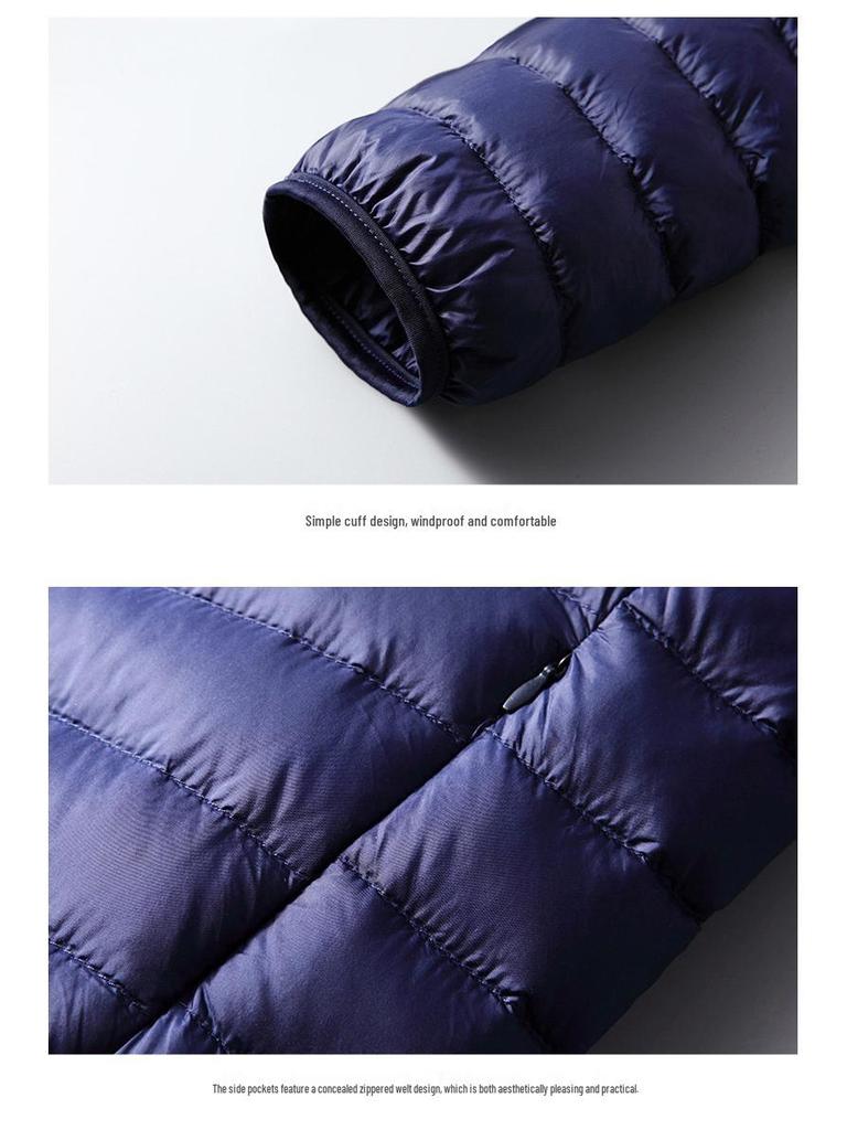 2024 Men's Lightweight White Duck Down Hooded Jacket - Short, Warm, Long Sleeve Outerwear