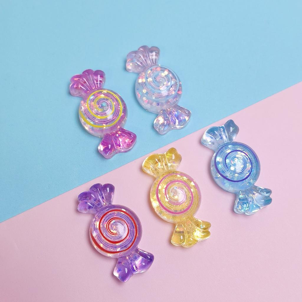 100pcs Transparent Kawaii Simulation Candy Resin Cabochon Mini Food Flatbacks DIY Embellishments for Doll House Decoration