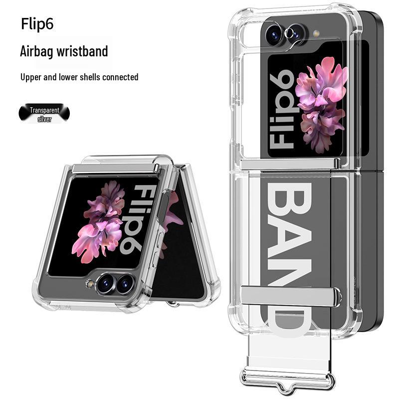 

Samsung Z Flip 6 Airbag Wrist Strap Solid Color Phone Case - Simple Protective Cover for Couples Flip6