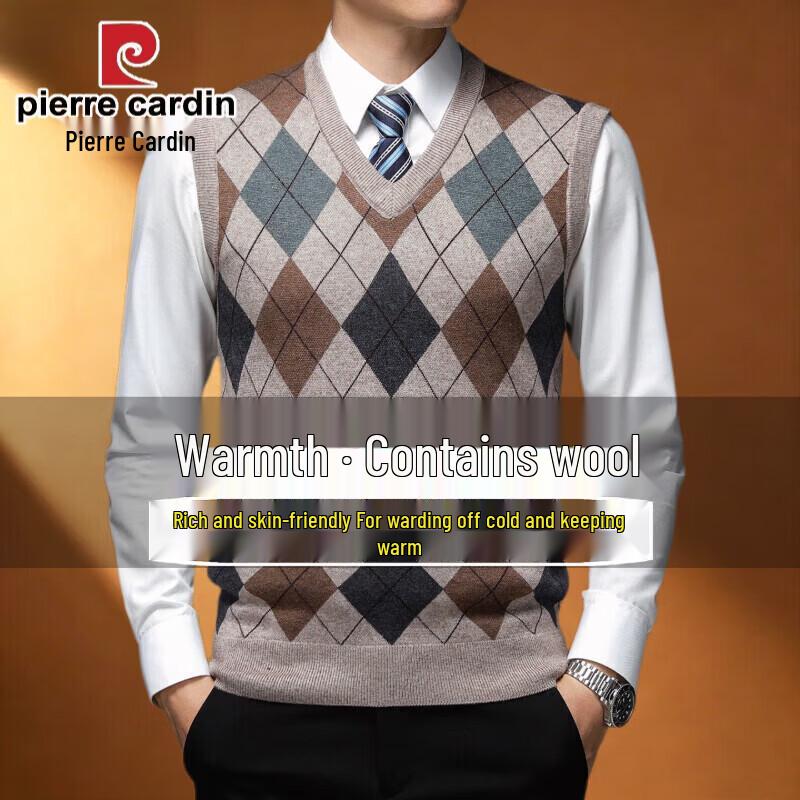 Pierre Cardin Men's V-Neck Wool-Blend Geometric Knit Vest