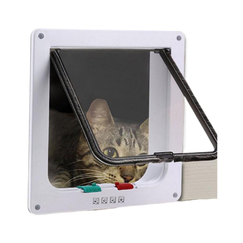 Pet Door for Cats & Dogs, Plastic, White/Coffee, Scratch-Resistant