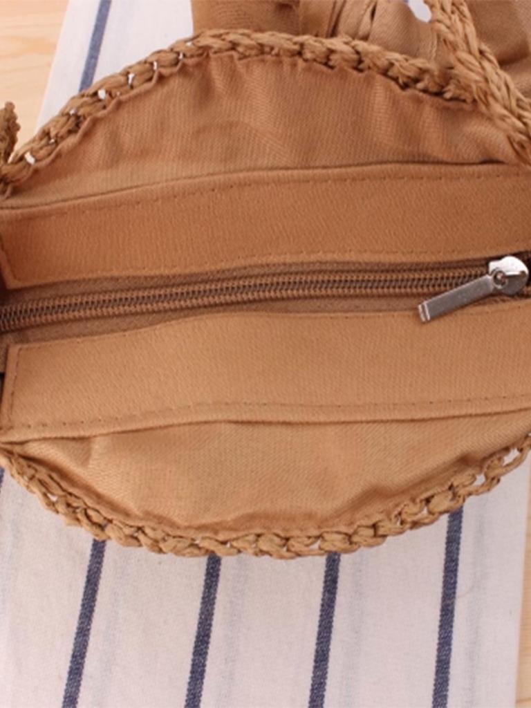 Niedliche Schleife Häkeln Umhängetasche Rund - Handgefertigt Gewebt für Strand, Alltag oder Freizeit