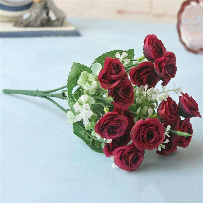 Vibrant 15 Heads Fake Rose Silk Flower Bouquet Ideal For Home And Party Decoration