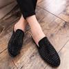 New Men's Charm Rhinestone Half Slippers Black Gold Shoes Male Casual Mules Moccasins Breathable Loafers Zapatos Hombre