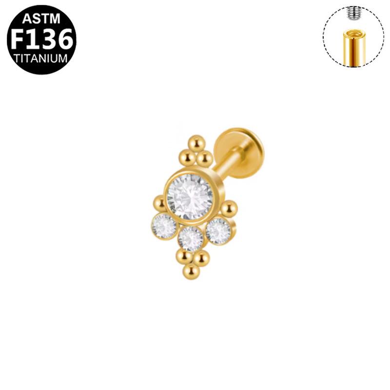 Titanium Alloy Cross-Border Fashion Lip & Ear Stud - G23 Internal Thread Design