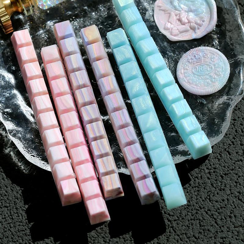 Pearlescent Mixed-Color Sealing Wax Beads Set Breakable Creative Shaped Chocolate Wax for DIY Crafts and Journaling