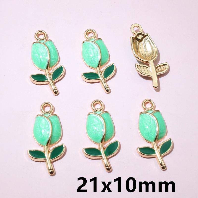 20pcs Metal Enamel Rose Flower Piano Charms Pendant DIY Jewelry Making Accessories for Necklace Earrings Bracelet