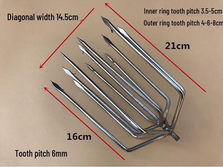 Stainless Steel Multi-functional Barbed Fish Spear Head - Handmade Flat Fork Lantern Design