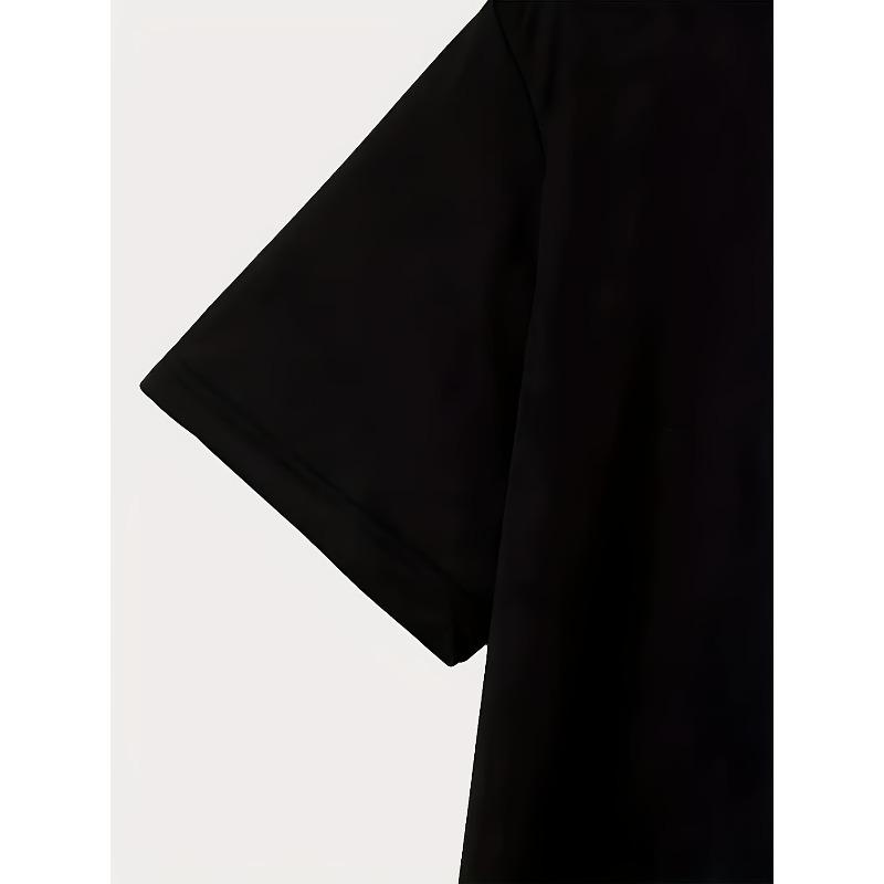 European sizes Michael Myers Halloween T-Shirt, Black with White "Life Doesn't Matter" Horror Print, Unisex Casual Style, Suitable for All Seasons