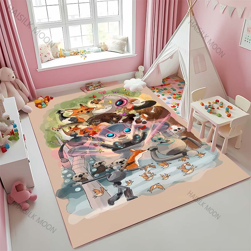 Cartoon The W-Wild R0b0t Printed Carpet Baby Creeping Rug for Kid Play Mat Children Room Decor Area Floor Mat for Bedroom Gifts