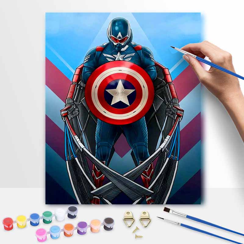 Disney oil painting Captain America handmade diy art painting home decoration 30x40cm